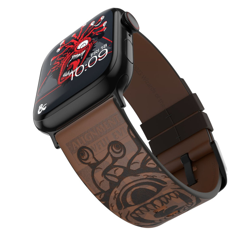 D&D - Leather Beholder Trading Card Leather Smartwatch Band - MobyFox