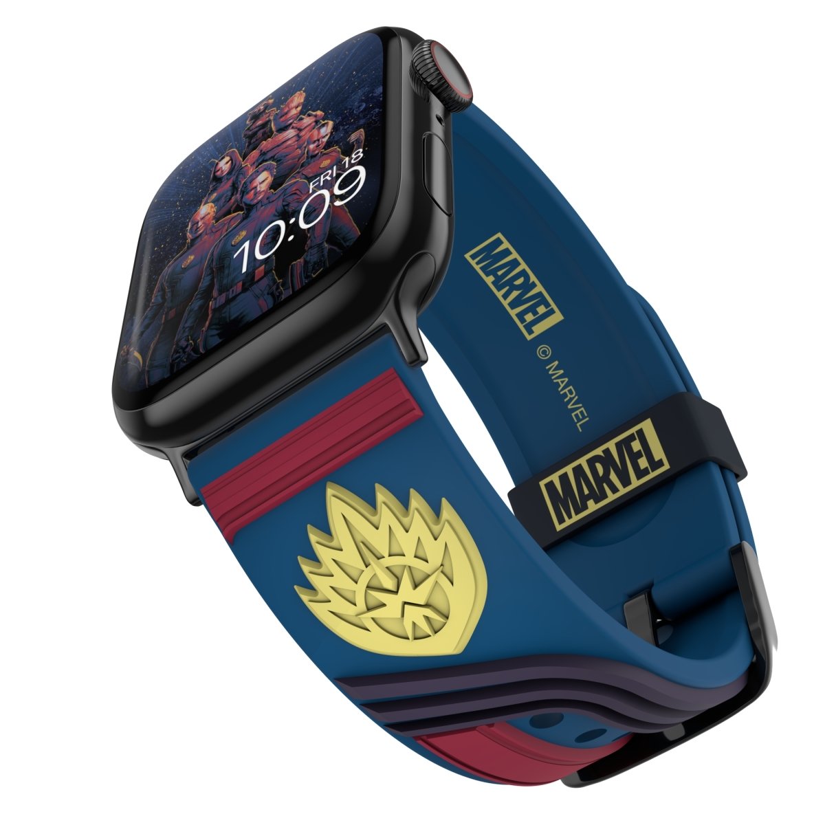 Blue Beetle Leaping Character Art Apple Watch Band