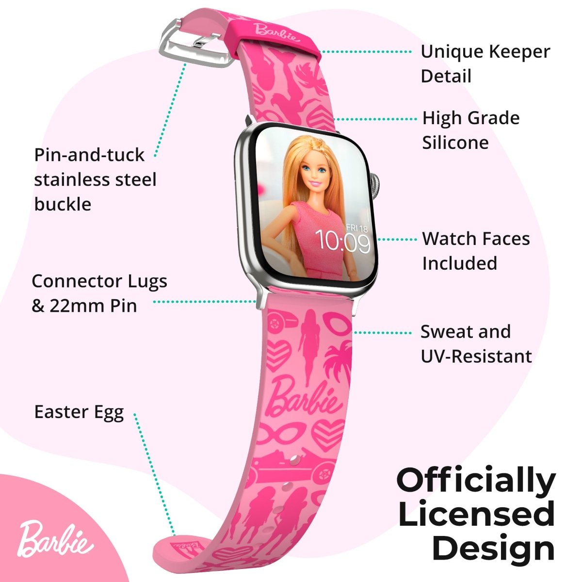 Moby Fox Smartwatch Classic Barbie Bracelet Pink