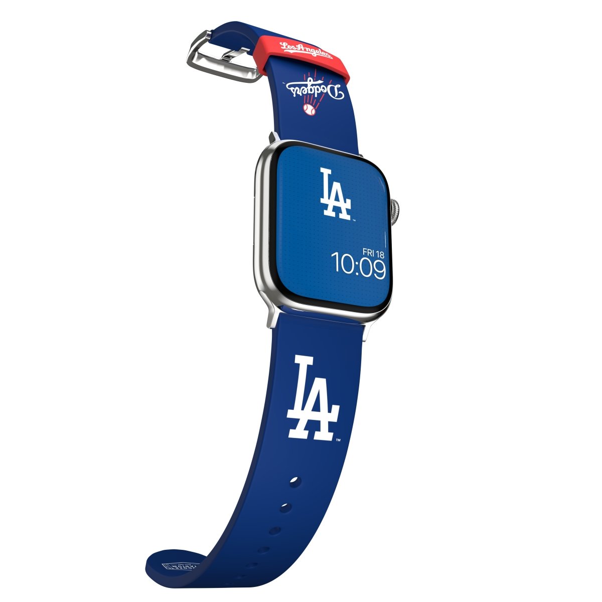 Gametime MLB Los Angeles Dodgers Black Leather Apple Watch Band (42/44mm  M/L). Watch not included. - 19445N