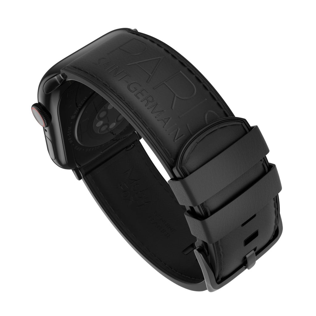 PSG - Black Leather Smartwatch Band - MobyFox