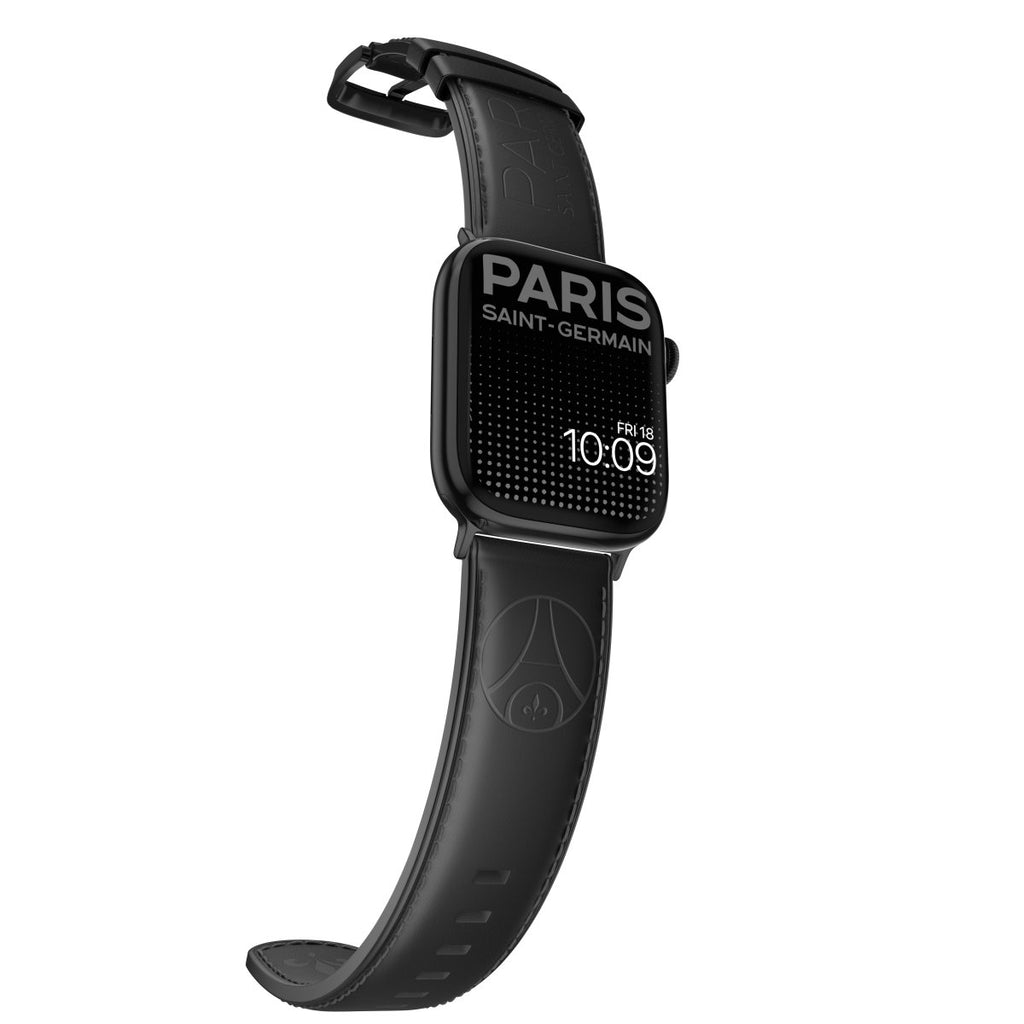 PSG - Black Leather Smartwatch Band - MobyFox